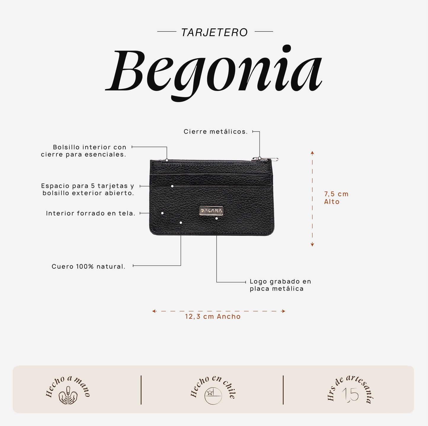 Tarjetero Begonia Negro
