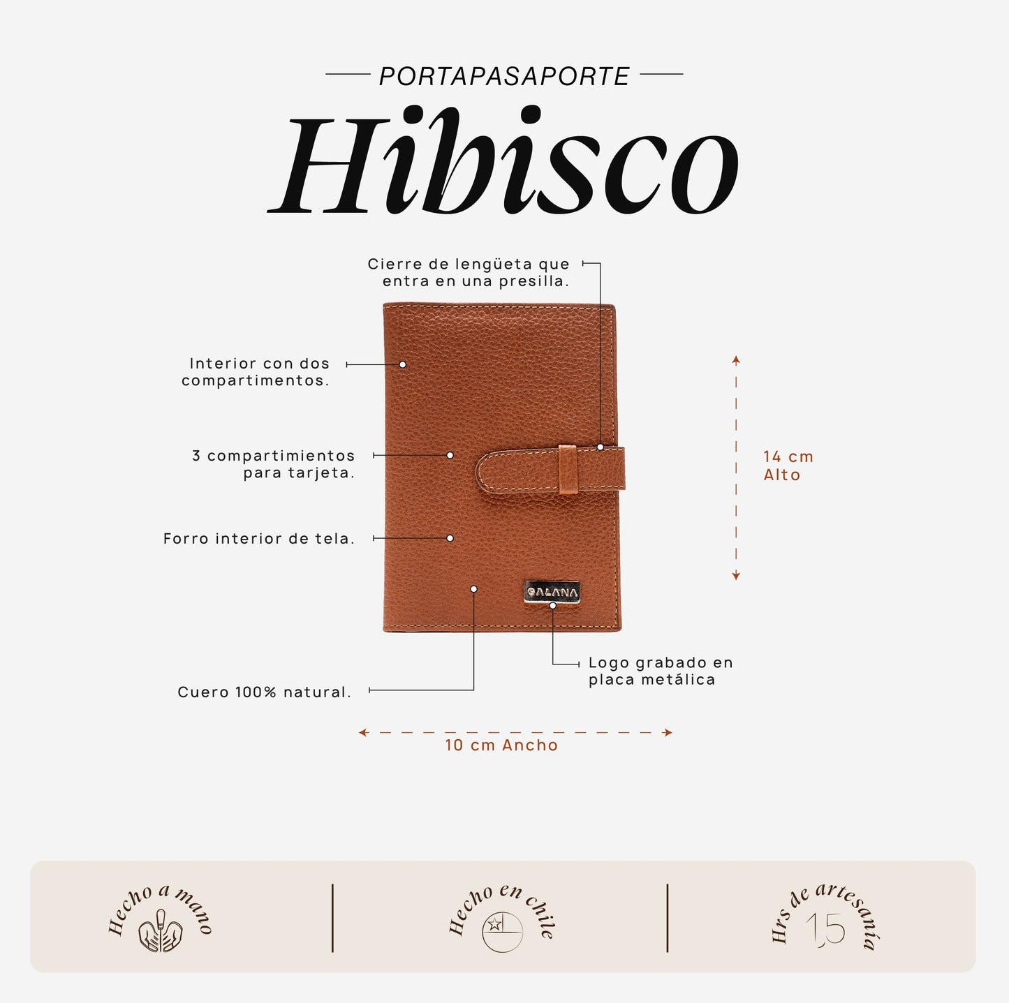 Portapasaporte Hibisco Moca