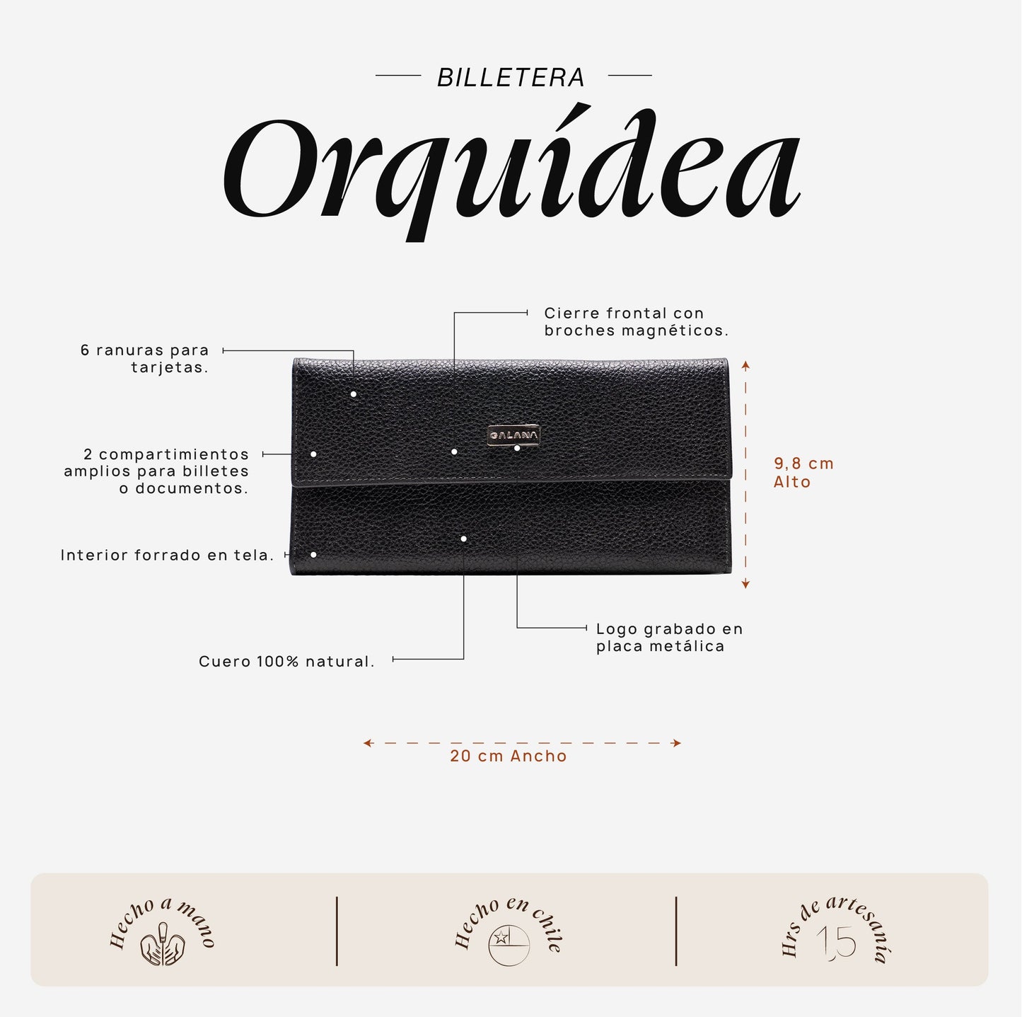 Billetera Orquídea Negro