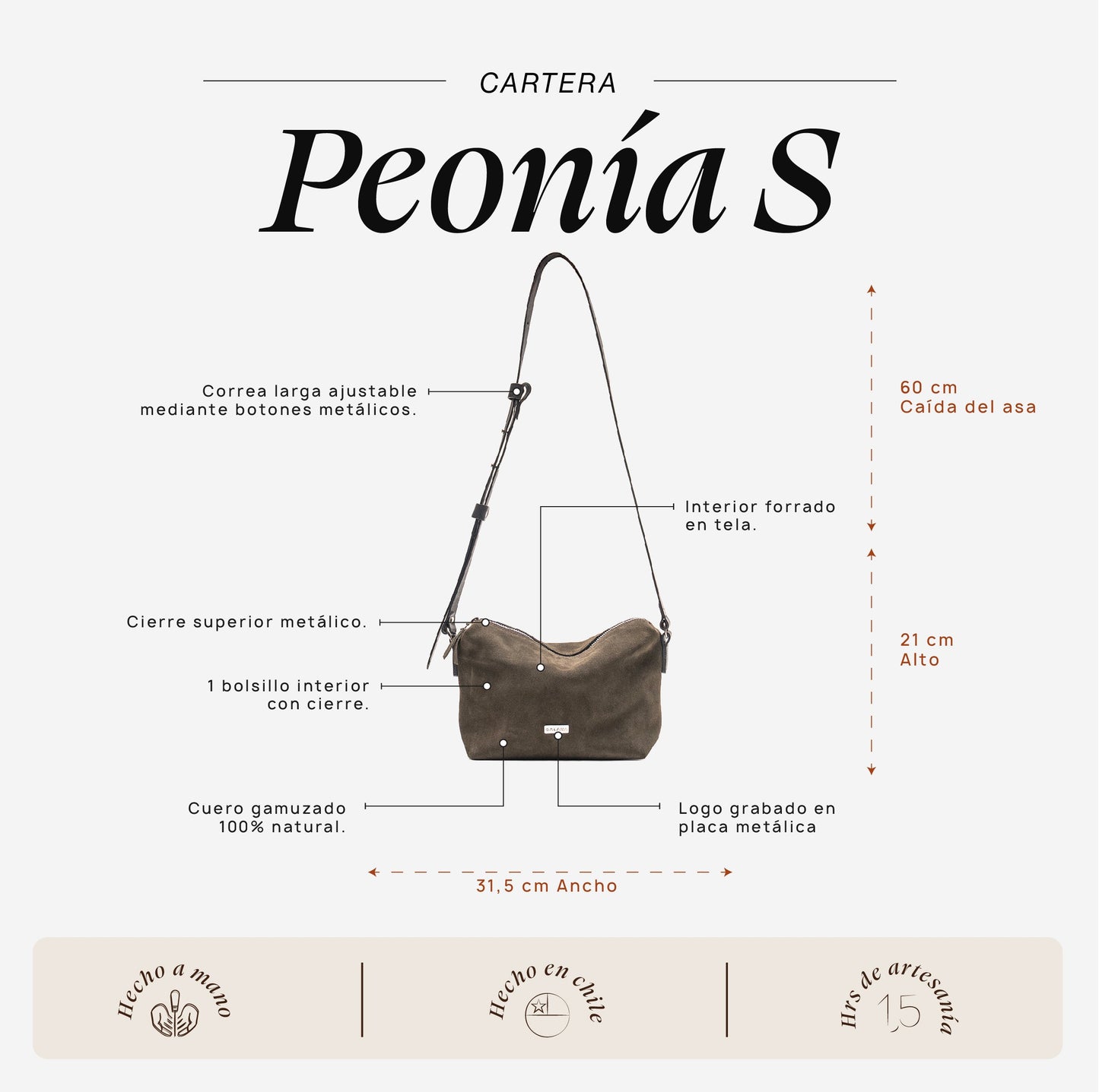 Cartera Peonía S Musgo