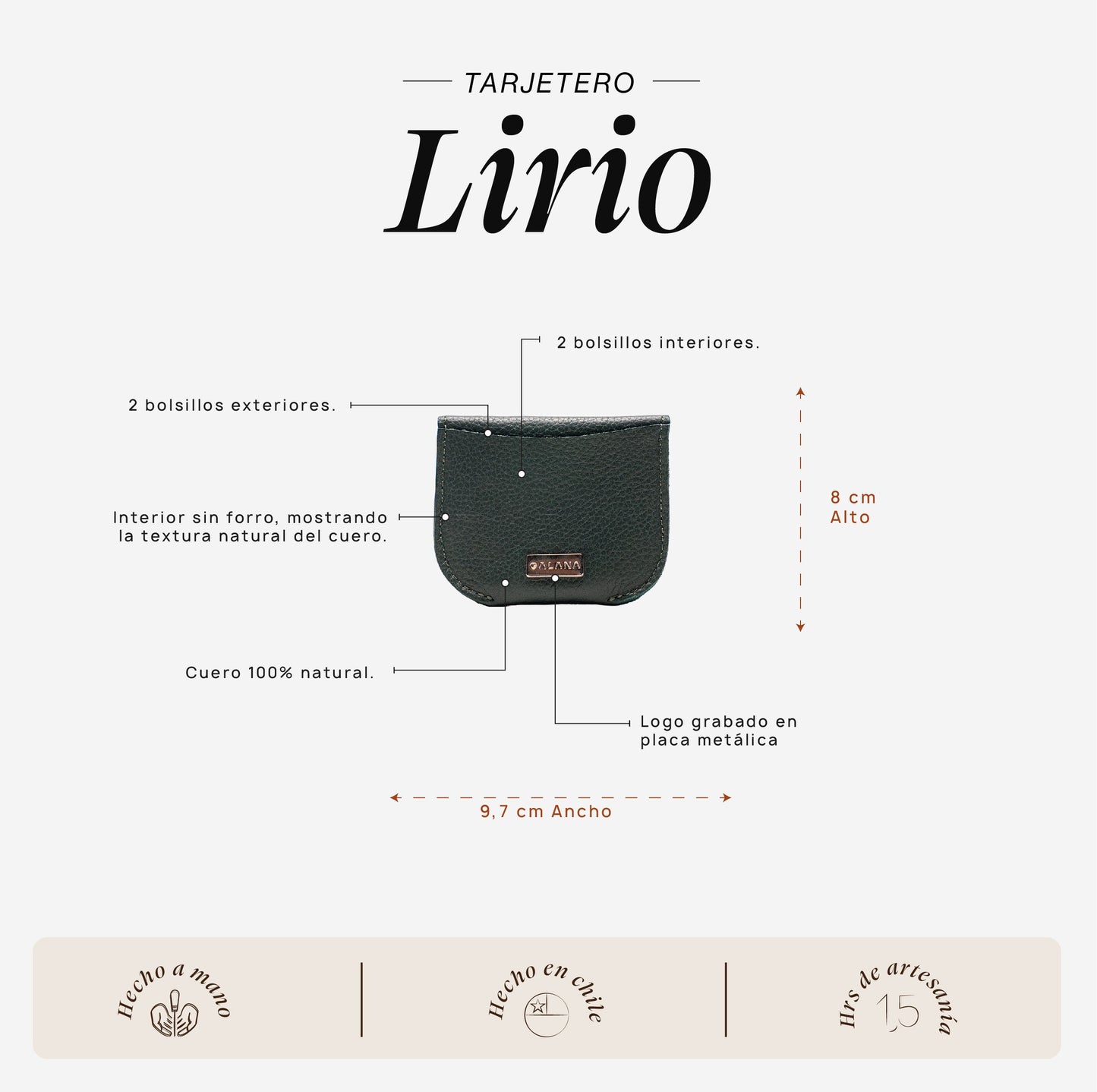 Tarjetero Lirio Verde Turquesa