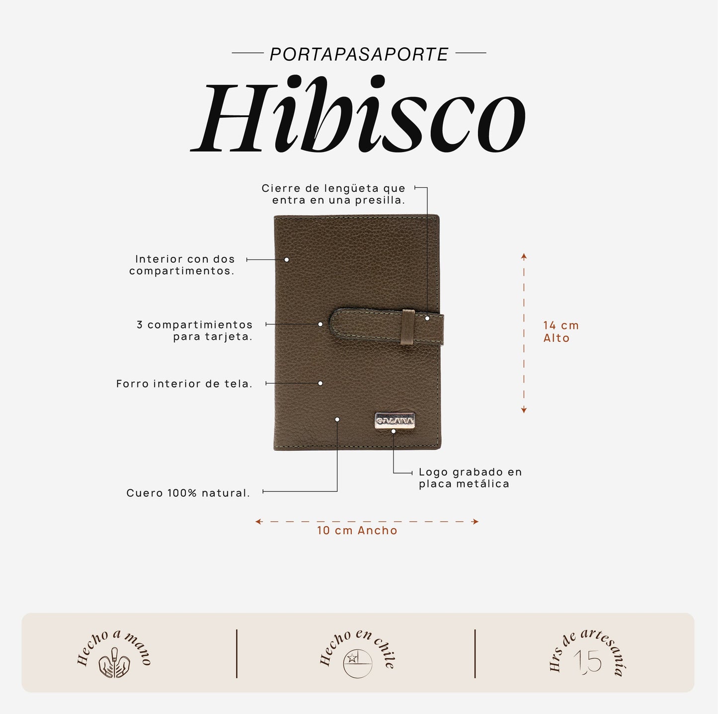 Portapasaporte Hibisco Verde