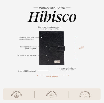 Portapasaporte Hibisco Negro